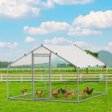 Large Metal Chicken Coop Walk-in Poultry Cage Hen Run House 9.8x6.56x6.56 ft.