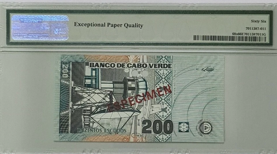 2005 Cape Verde "SPECIMEN" 200 Escudos PMG66 EPQ GEM UNC {P-68s} - Image 2 of 4