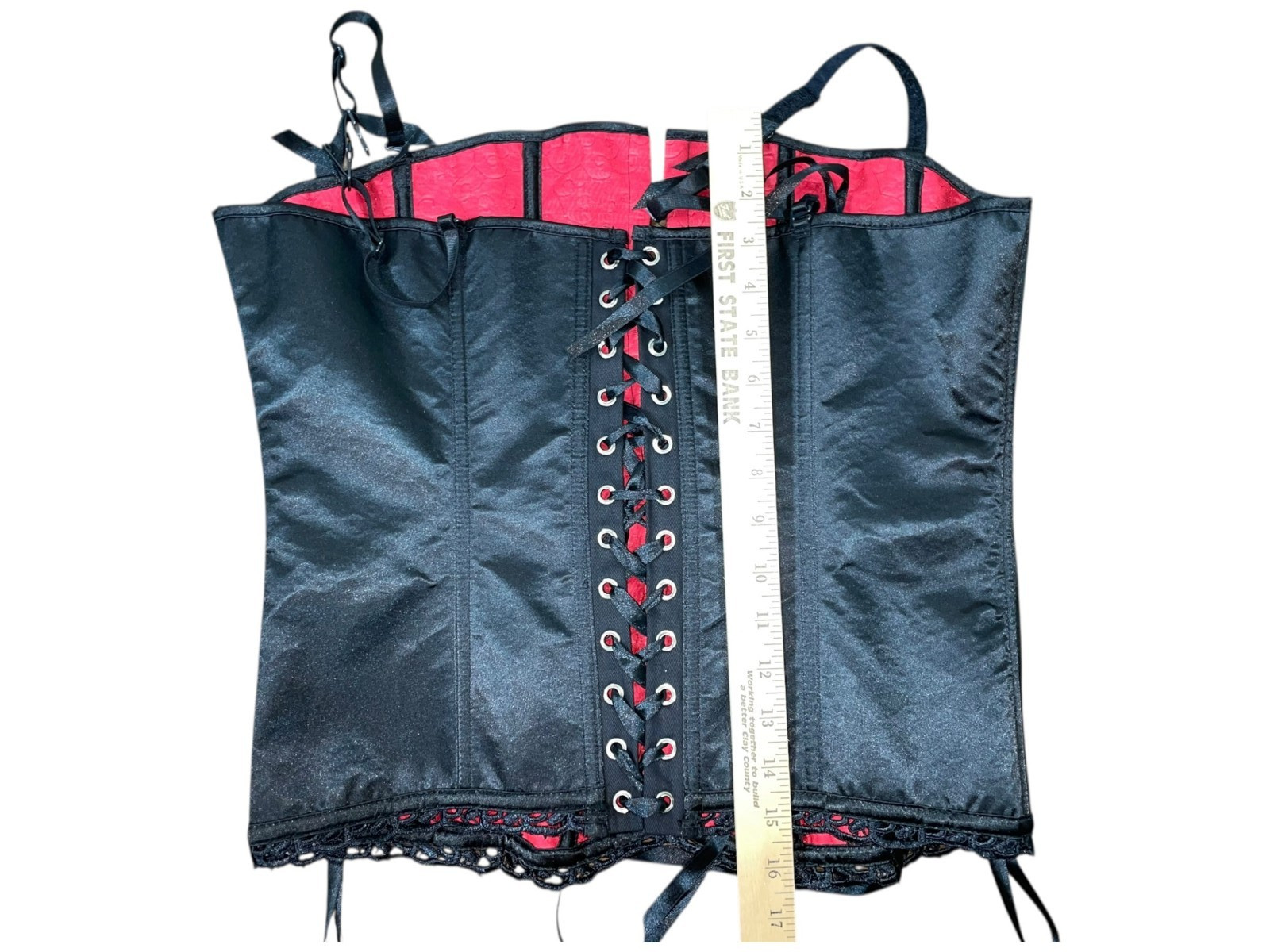 Dreamgirl Corset Sz 1X Red Black Cosplay Ren Faire Bustier Cinch Lace Up Fantasy