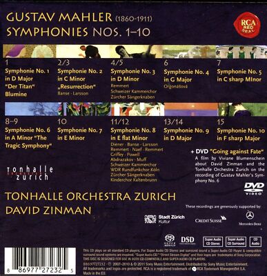 MAHLER Symphonies 1-10 / David Zinman (15 Hybrid SACDs + DVD, 2011