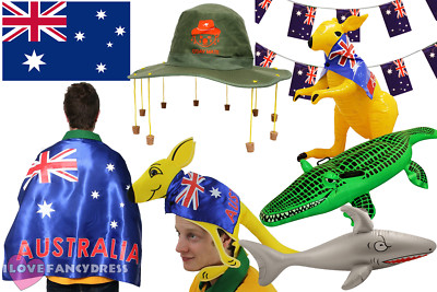 AUSTRALIEN TAG PARTY KOSTÜM HUT FLAGGE WIMPEL AUFBLASBARE ACCESSOIRE AUSWÄHLEN