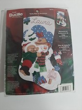 Bucilla Plaid Teddy Bear Snowman Felt Stocking Kit 84774 18" New Unopened 2002