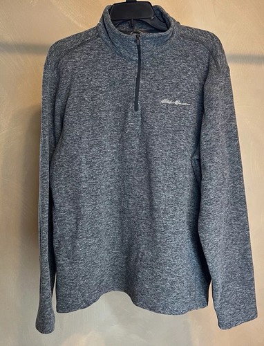 Eddie Bauer Classic Mens Gray Speckled 1/4 Zip logo Pullover fleece sweater|Sz:M - Picture 13 of 18