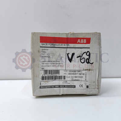 ABB MCCB 3P 80A, SACE FORMULA A1N 125, Ui=690V, Uimp=6Kv, Ue=550V AC, V#62