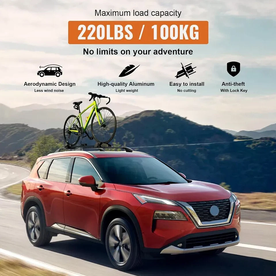 Lockable Roof Rack Cross Bar Cargo Carrier Black Fit For 2021-2024 Nissan Rogue - Imagem 4 de 4