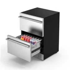 Under Counter Beverage Refrigerator 24in Outdoor Drawer Fridge Stainless Steel
