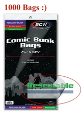 1000 BCW Regular / Silver Thick Comic Book Bags Sleeve Protectors Resealable