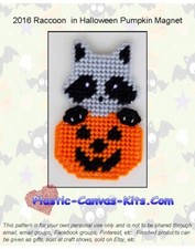Halloween Raccoon/Pumpkin Magnet-Plastic Canvas Pattern or Kit
