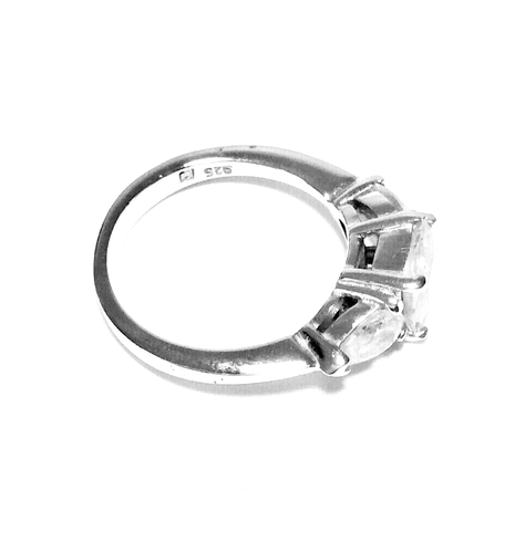 925 STERLING SILVER ENGAGEMENT RING, CZ SOLITAIRE WITH ACCENTS, SIZE 6, NEW - Picture 4 of 5