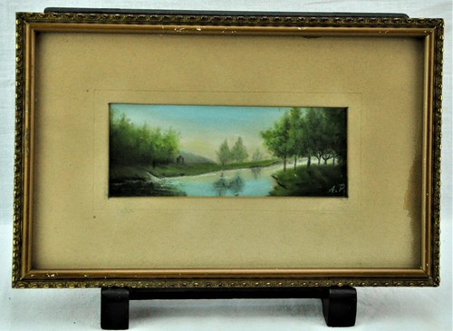Nice Antique Watercolor River Landscape, initialed A.P. (BI#MK/191221) - Picture 3 of 5