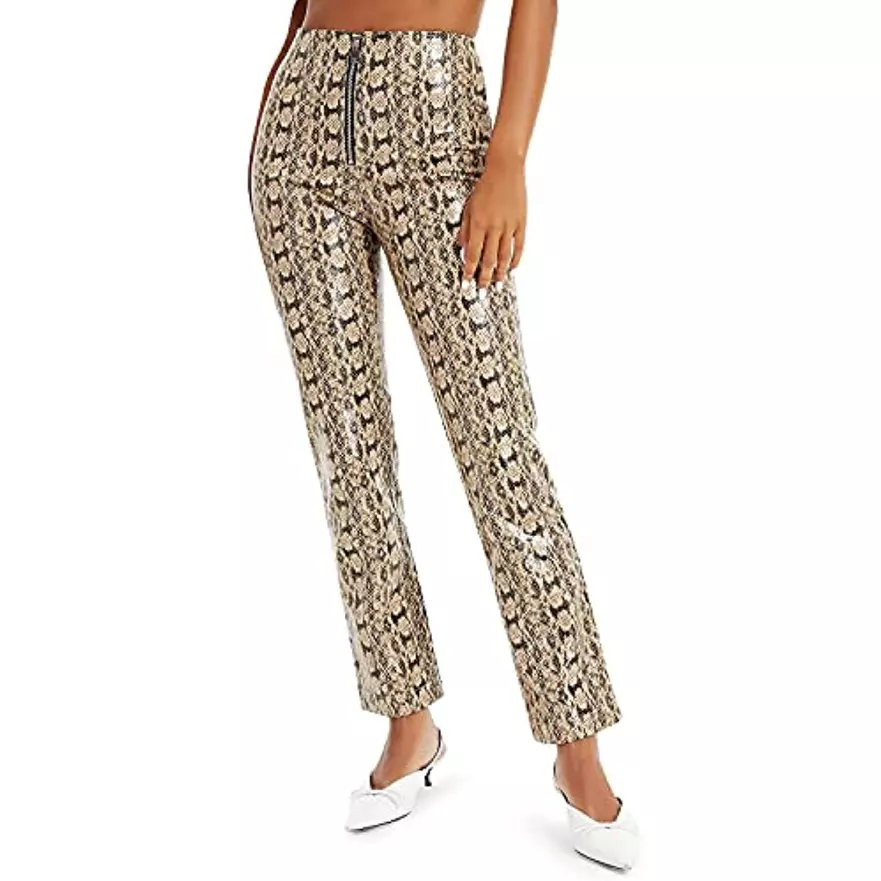 DANIELLE BERNSTEIN Womens Animal Print Faux Leather Pants, Size 6, $99, NwT