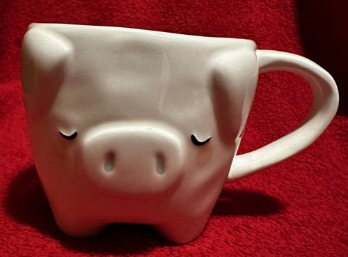 RARE Pig Mug 3D Piggy Shaped Face Collectible Ceramic Coffee Tea Cup By TAG 12oz