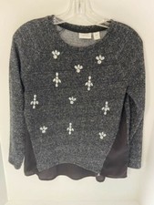 Jaclyn Smith Sequin Embellished Size S Womens Black Long Sleeve Sweater