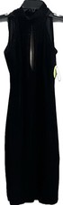 Windsor Black Velvet Bodycon Vixen Black Dress  Size L NEW With Tags 