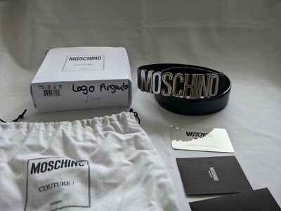SS17 Moschino Couture Jeremy Scott BLACK LEATHER BELT WITH 