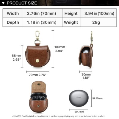 Huawei Freeclip Earphone Case Genuine Leather Storage Cover For 