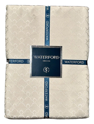 NEW WATERFORD TABLECLOTH 70 X 84 CRYSTAL CO LUXURY ART DECO EMBER IVORY