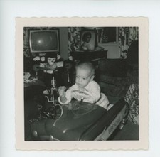 Snapshot Vintage Photograph - Cute kid in AMF Original Fire Chief Pedal Car bike