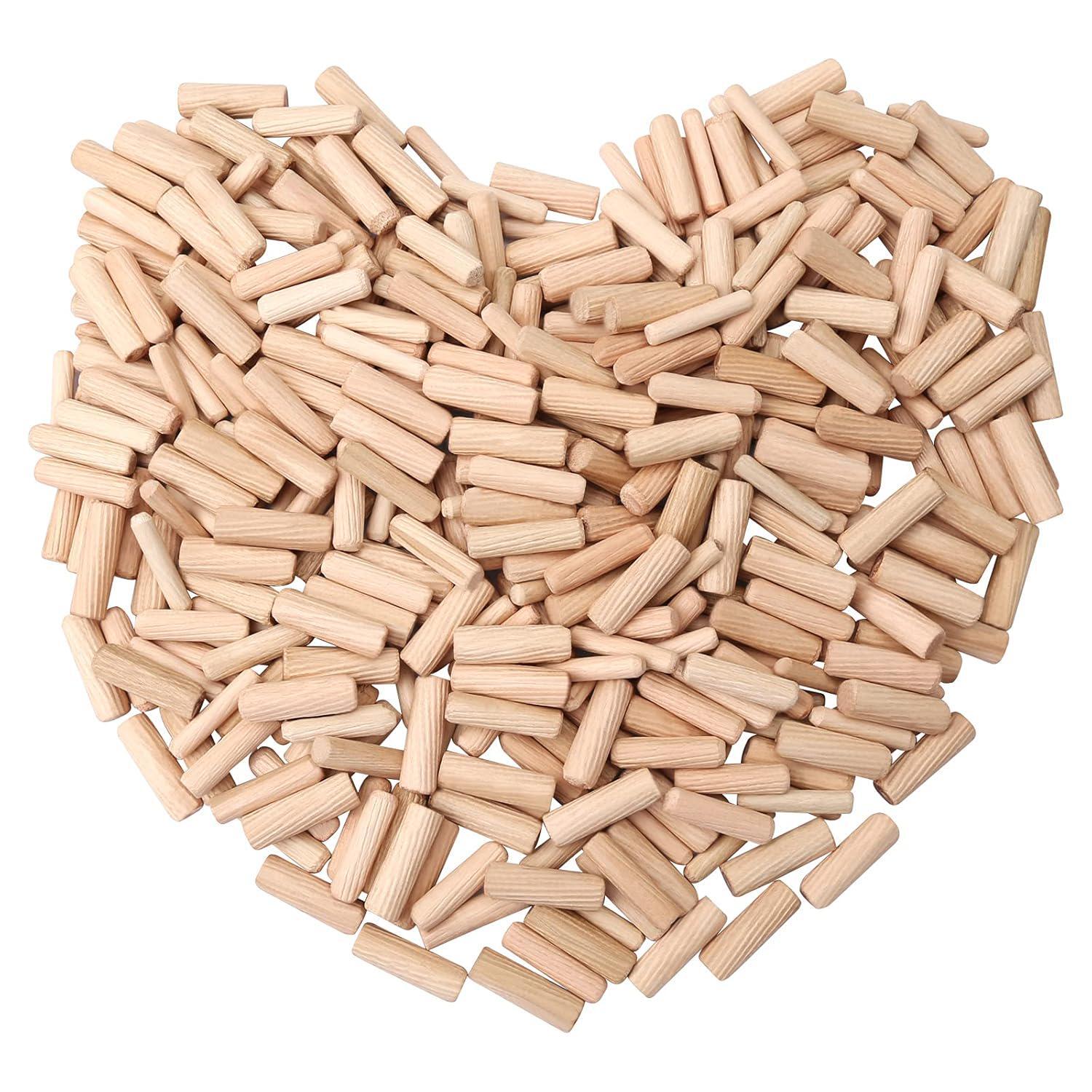 300 Pcs Wooden Dowels Pins, Mixed Pack of Wood Dowel Rods, 6mm, 8mm, 10mm Wood