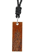 Hawaiian Koa Wood Pineapple Design Vertical Necklace - Brand New with Gift Box