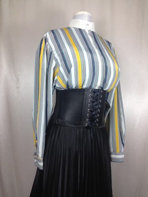 Vintage Shiny Slippery Balloon Sleeve Secretary Blouse Mistress 44 Chest Sissy