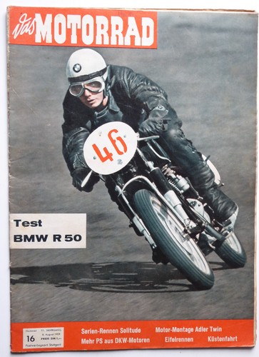 DAS MOTORRAD 16-59+TEST - BMW R 50+ADLER TWIN+DKW MOTOR+SOLITUDE RENNEN+TRAIL