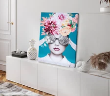 Fashion Girl & Flower Headdress Digital Stretched Canvas 40x50cm Print