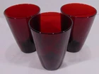 3 Vintage Anchor Hocking Royal Ruby Red Glass Flat Tumblers New