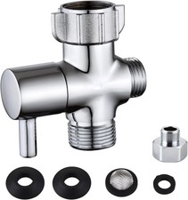 Bidet T Adapter, Brass T Adapter with Shut-off Valve, 3-way Tee Connector 7/8" x