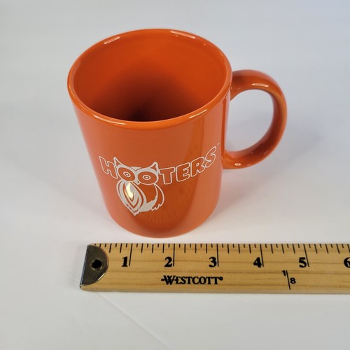 Hooters Casino Restaurant Advertising Orange White Ceramic Coffee Mug 10oz Owl - Picture 9 of 11