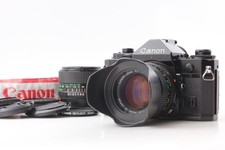  2 Lens MINT  Canon A-1 Black SLR Film Camera NFD 50mm F1.4  24mm F2.8 JAPAN