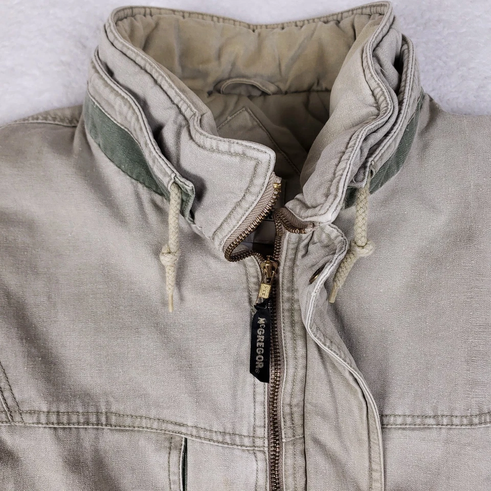 Chaqueta utilitaria acolchada McGregor We Cover The Globe L beige verde vintage años 90 Foto 4 de 4