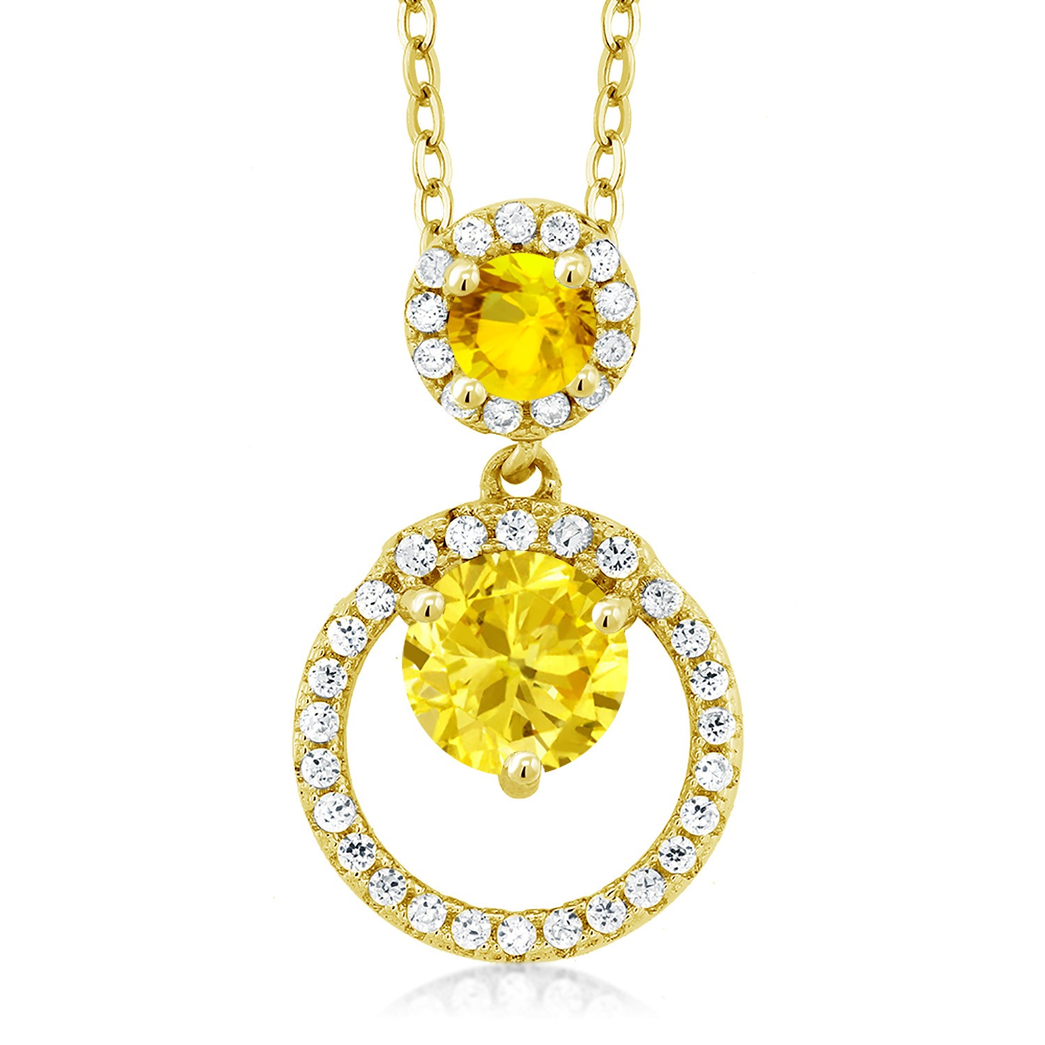 18K Yellow Gold Plated Silver Yellow Zirconia and Yellow Sapphire Pendant