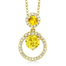 18K Yellow Gold Plated Silver Yellow Zirconia and Yellow Sapphire Pendant