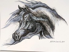 Brown Spirit Horses – Original Acrylic & Ink Painting