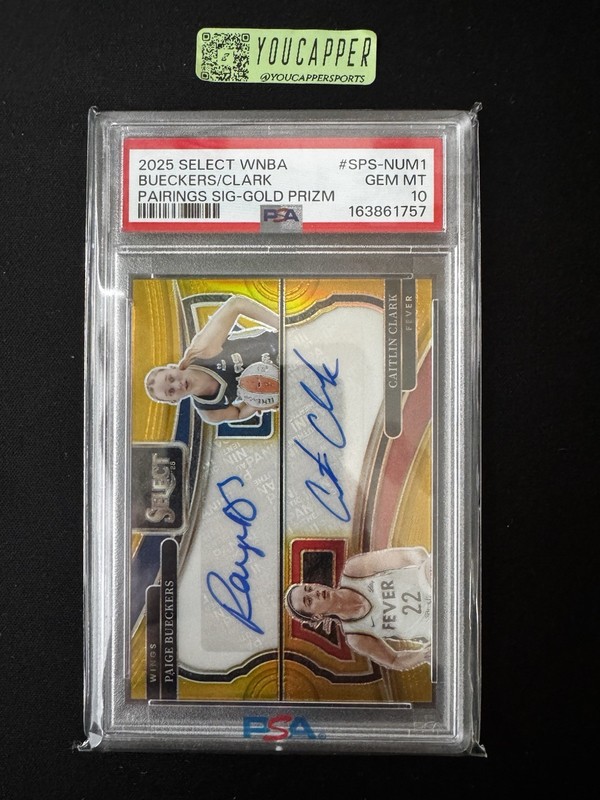 Caitlin Clark/Paige Bueckers - 2025 Select WNBA Gold Prizm Dual Auto /10 RC