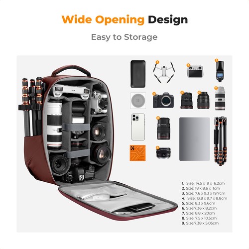 K&F Concept Camera Gear Backpack Bag Mirrorless Waterproof Photography Hardshell - Picture 3 of 8