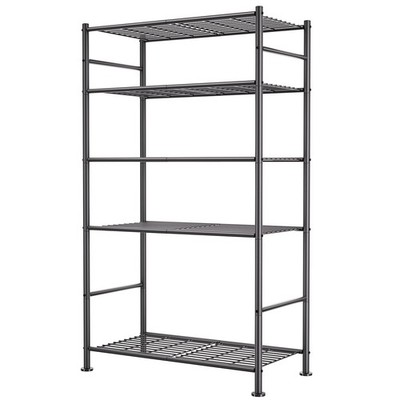 5 Tier Shelf Organizer Rack, Metal Shelving Unit with Adjustable Leveling Fee...