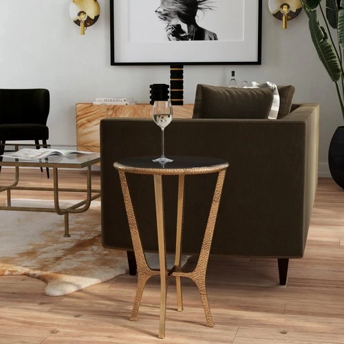 Flavio Side Table: Granite Top and Bronze Finish - Picture 4 of 4