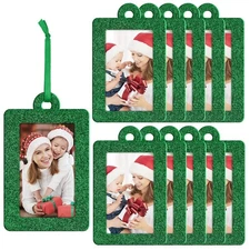 Jetec 20 Pieces Christmas Photo Frames Ornament Mini Felt Hanging Picture Fra...
