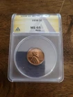 1938 lincoln cent ANACS MS-65 RD Awesome Coin!