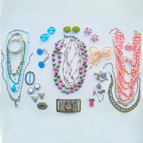 Vintage Jewelry Lot–Cameo Brooches—Art Deco Necklaces—NOS Pearls—Sterling Silver