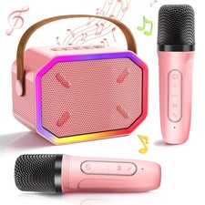Mini Karaoke Machine for Kids Portable Bluetooth Wireless LDE Light Toys Gifts