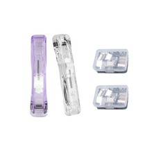 2 Pack Reusable Clam Clip Dispenser with 100 Metal Refill Clips, No, Silver
