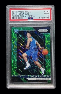 2018 panini prizm 250 jalen brunson rc; choice green /8 knicks rookie PSA 9  MVP