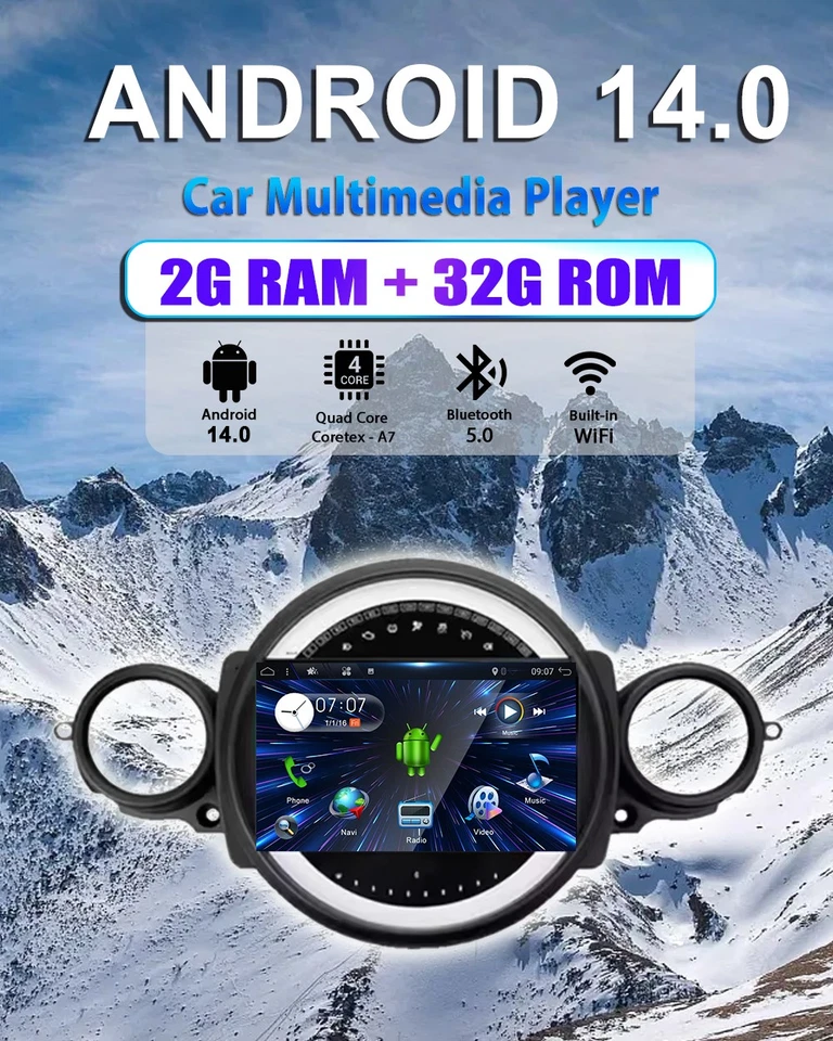 Für BMW Mini Cooper R55 R56 2007-13 ANDROID 14 AUTORADIO GPS NAVI CARPLAY Kamera - Bild 2 von 4