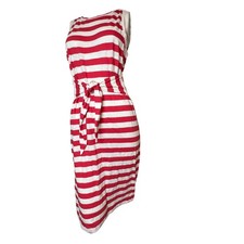 LOFT Beach 100% Cotton Striped Sleeveless Dress with Waist Tie Size Small