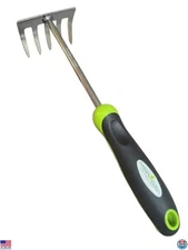 Stainless Steel Hand Rake Cultivator Tool - Ergonomic, Rust Resistant, Gardening