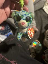 TY Beanie Boos - LEONA the Blue Leopard (Glitter Eyes) (Key Clip - 3 inch) MWMTs