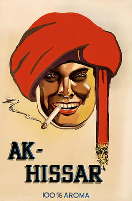 Vintage AK Hissar Cigarettes Poster 24x36 Art Deco Smoking Advertising Wall Art 